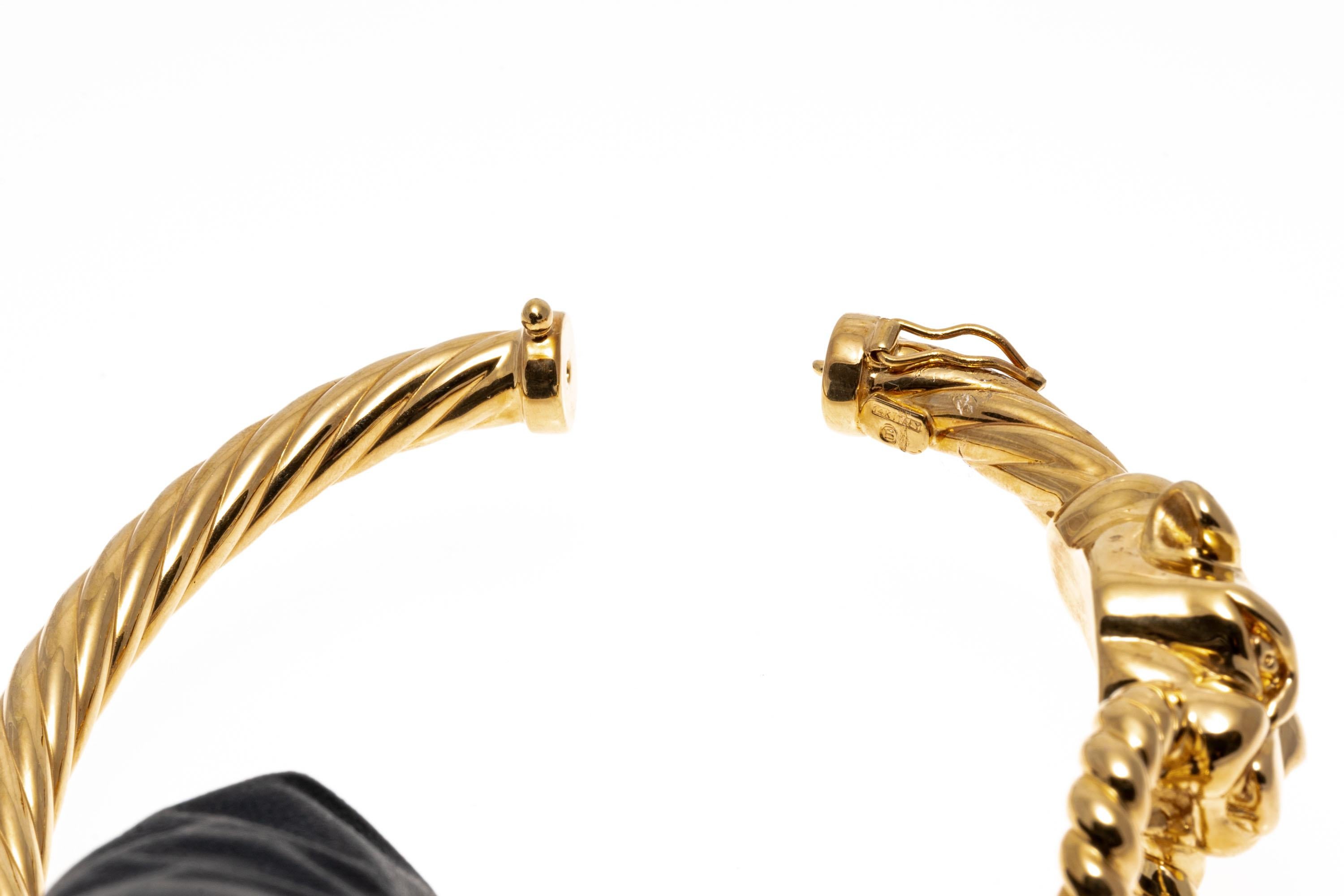 Bracelet jonc à charnières en or jaune 14 carats représentant une panthère opposée et une bague torsadée en vente 4