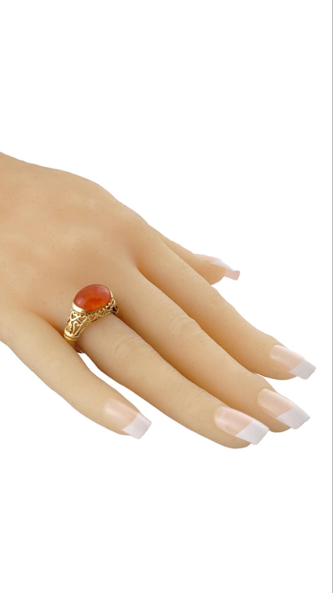 14K Yellow Gold Orange Jadeite Ring Size 8.25 #15889 For Sale 2