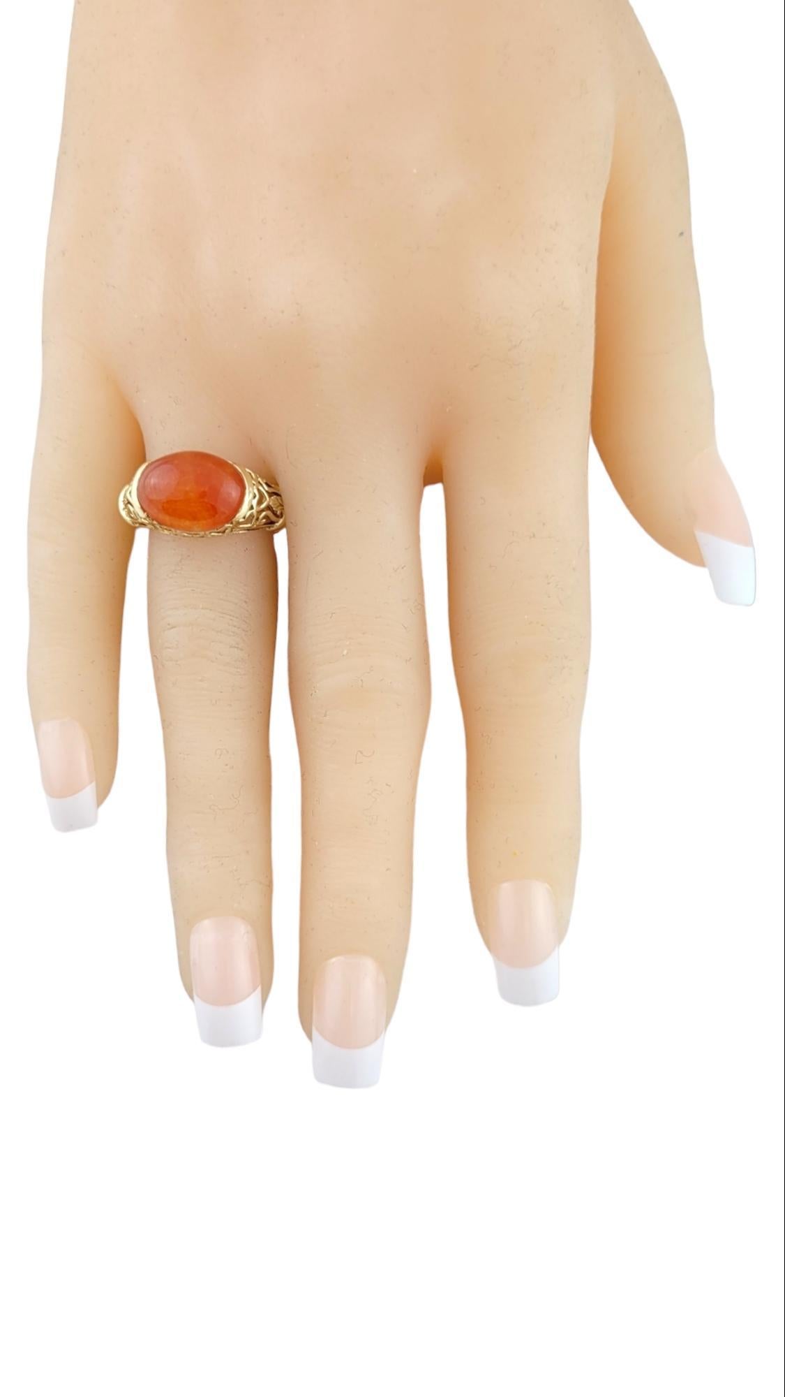 14K Yellow Gold Orange Jadeite Ring Size 8.25 #15889 For Sale 3