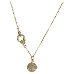 14k yellow gold orb necklace with diamond-encrusted clasp