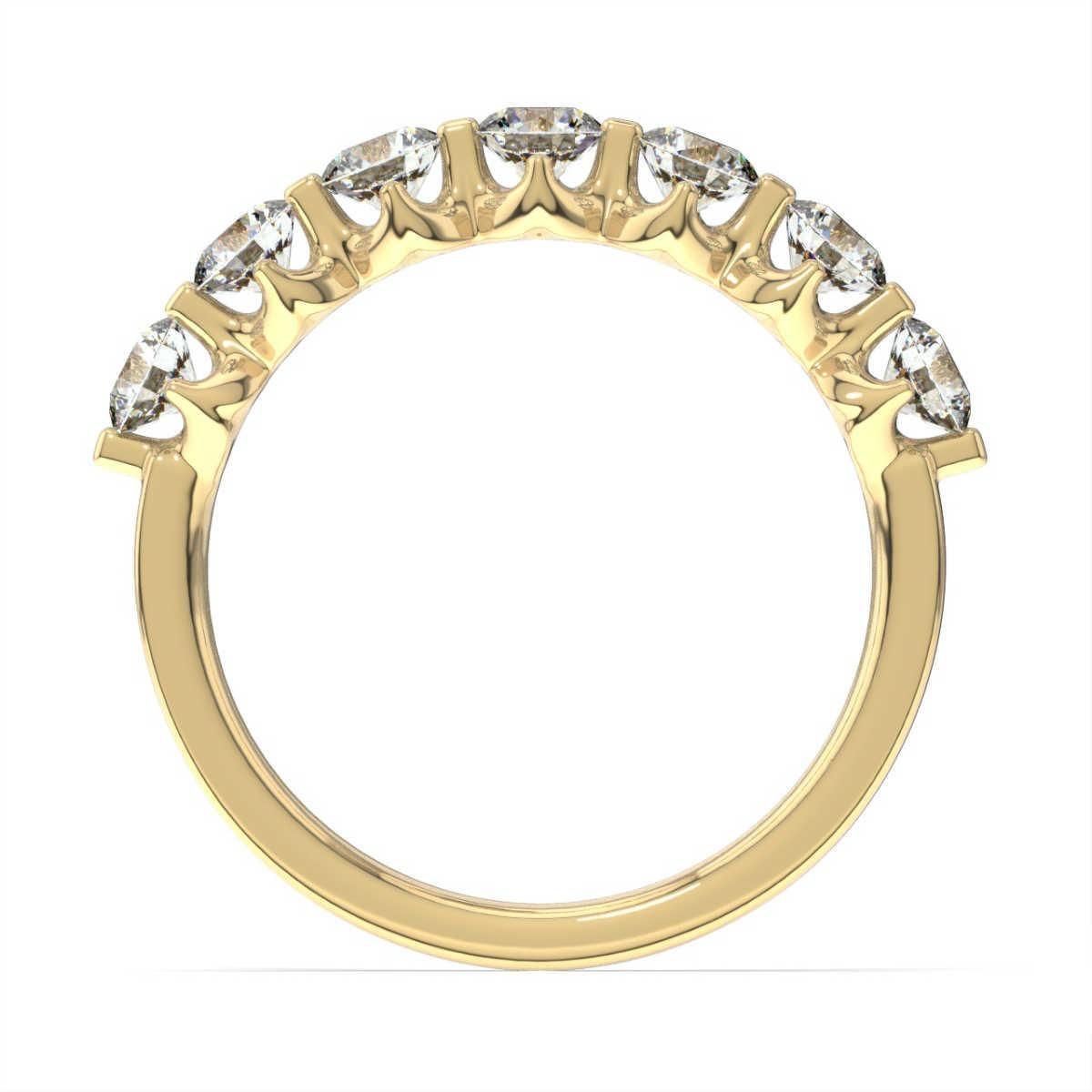 This ring features prong share 7 round brilliant diamonds. Experience the difference!

Product details: 

Center Gemstone Color: WHITE
Side Gemstone Type: NATURAL DIAMOND
Side Gemstone Shape: ROUND
Metal: 14K Yellow Gold
Metal Weight: 2.21
Setting