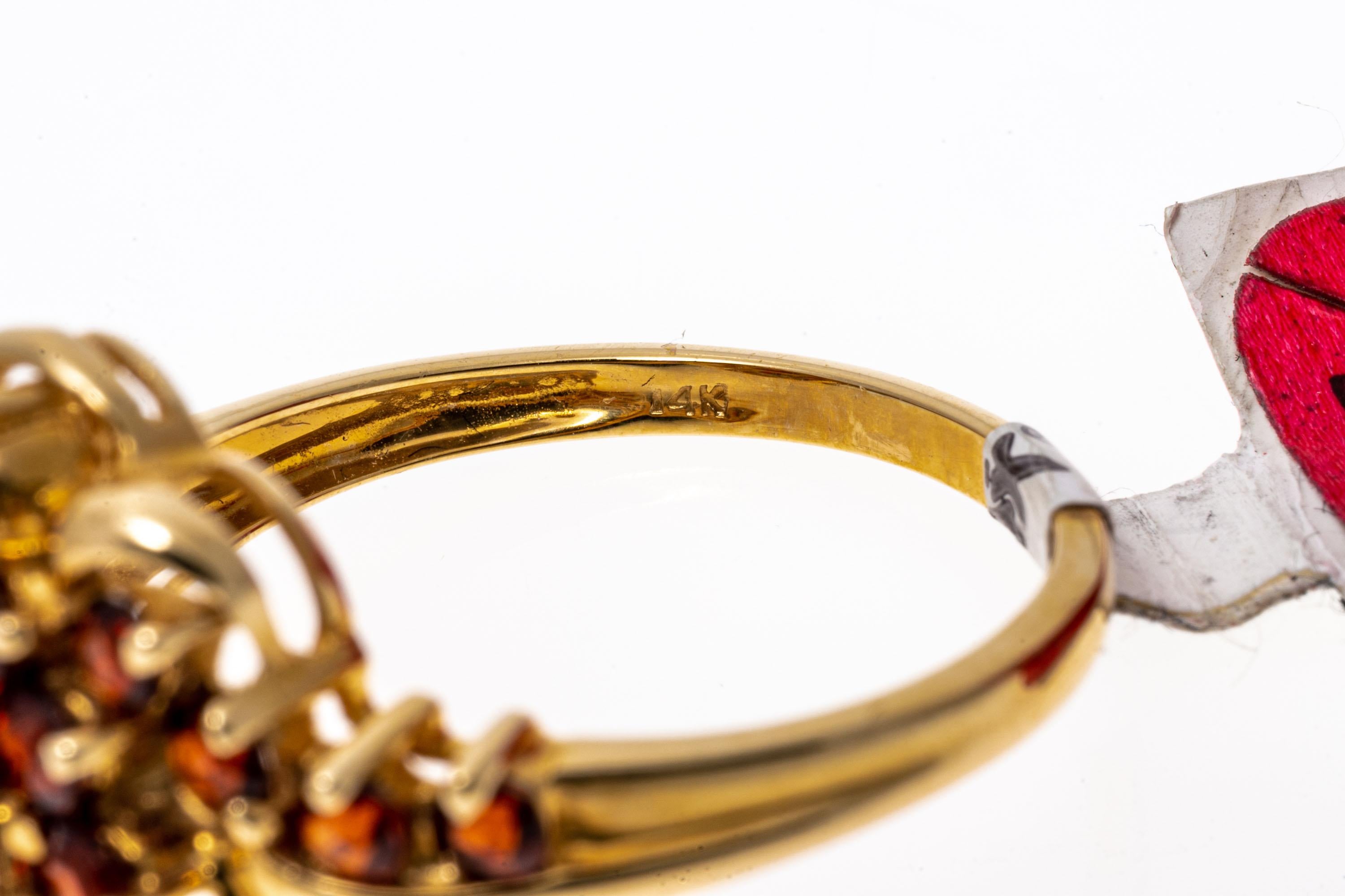 Women's 14k Yellow Gold Ornate Almandine Garnet Cluster Ring, App. 1.59 TCW For Sale