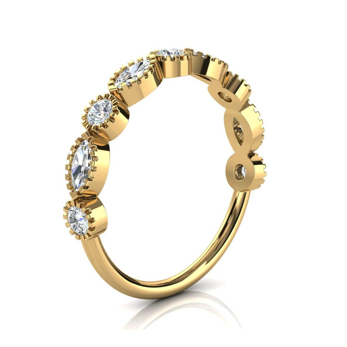 For Sale:  14k Yellow Gold Ornit Petite Milgrain Diamond Ring '1/2 Ct. Tw' 2