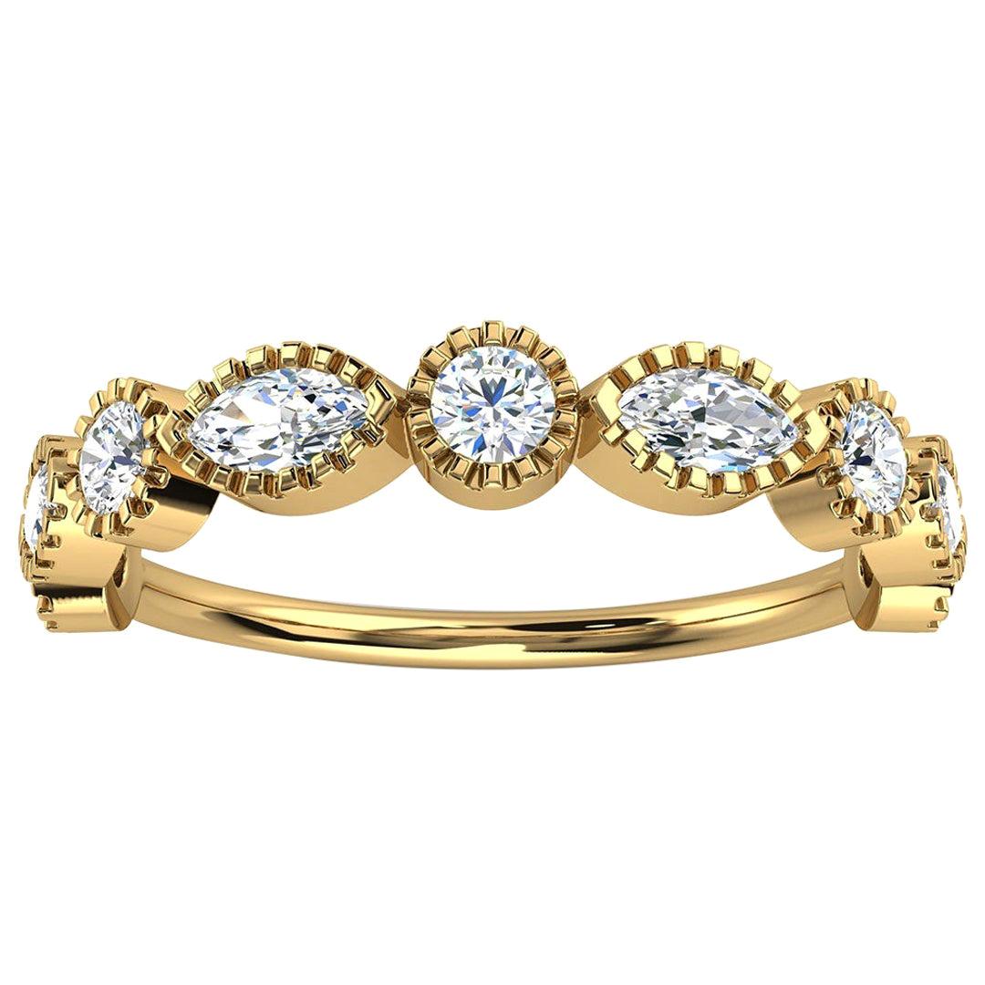 For Sale:  14k Yellow Gold Ornit Petite Milgrain Diamond Ring '1/2 Ct. Tw'
