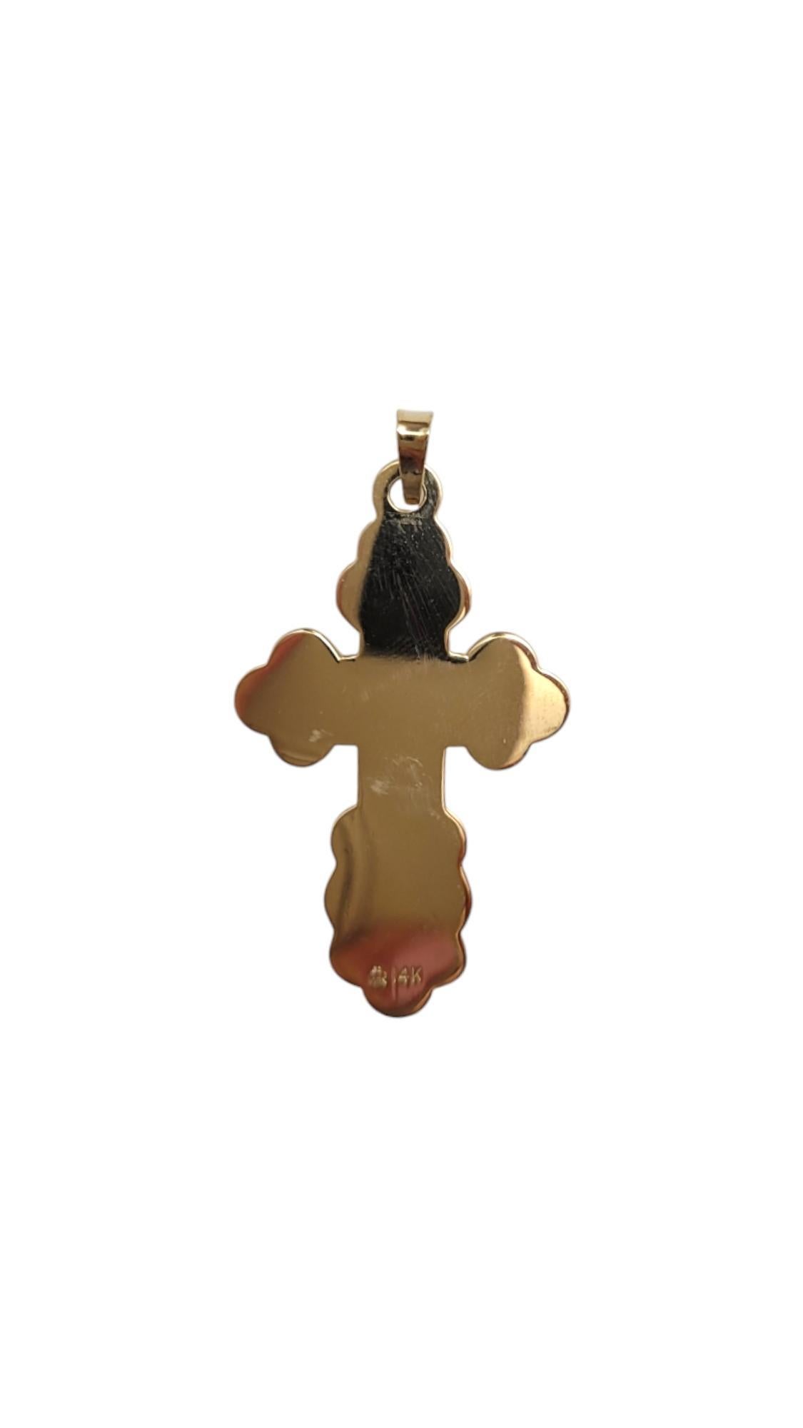 14K Yellow Gold Orthodox Cross Pendant 

This unique cross pendant is a beautiful representation of faith and is a perfect addition to your collection!

Size: 38.5mm X 21.38mm X 0.87mm

Weight: 3.22 g/ 2.07 dwt

Hallmark: 14K

Very good condition,