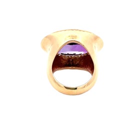 14K Yellow Gold Oval Amethyst & Diamond Halo Ring