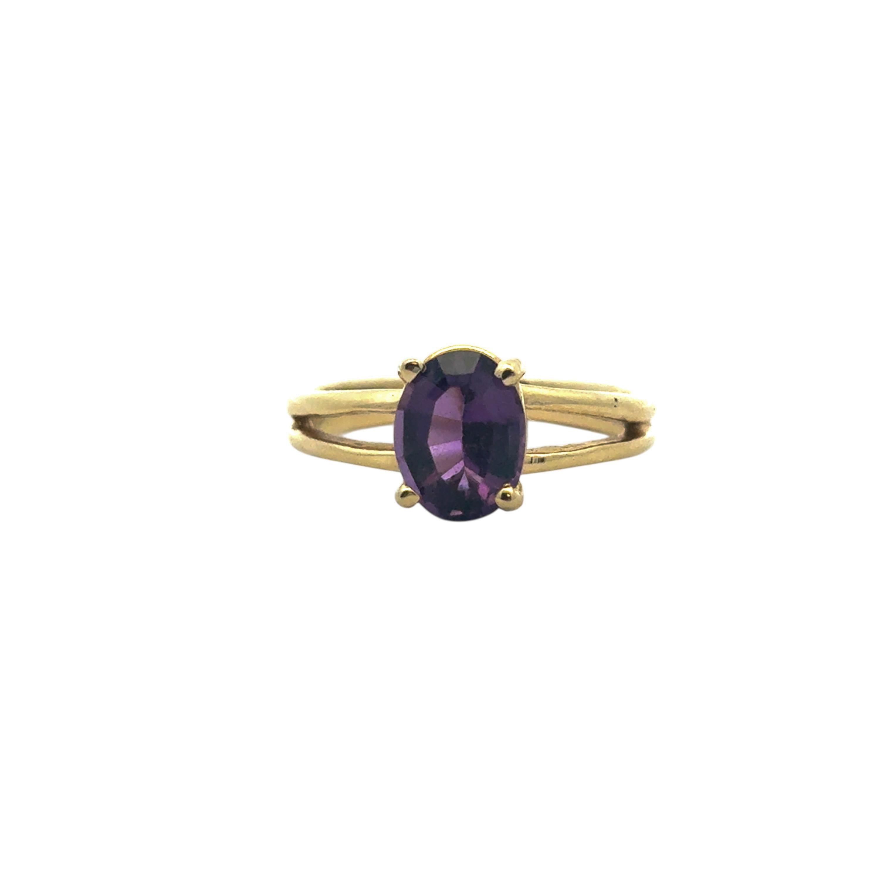 14k Yellow Gold Oval Amethyst Ring

This stunning Oval Amethyst Gold Ring is in excellent condition and is ready to ship!

Material: 14k Yellow Gold
Gemstone Details: This ring features one Oval Amethyst Gemstone.
Ring Size: 5.5 (Can be Sized)
Total