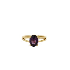 14k Yellow Gold Oval Amethyst Ring