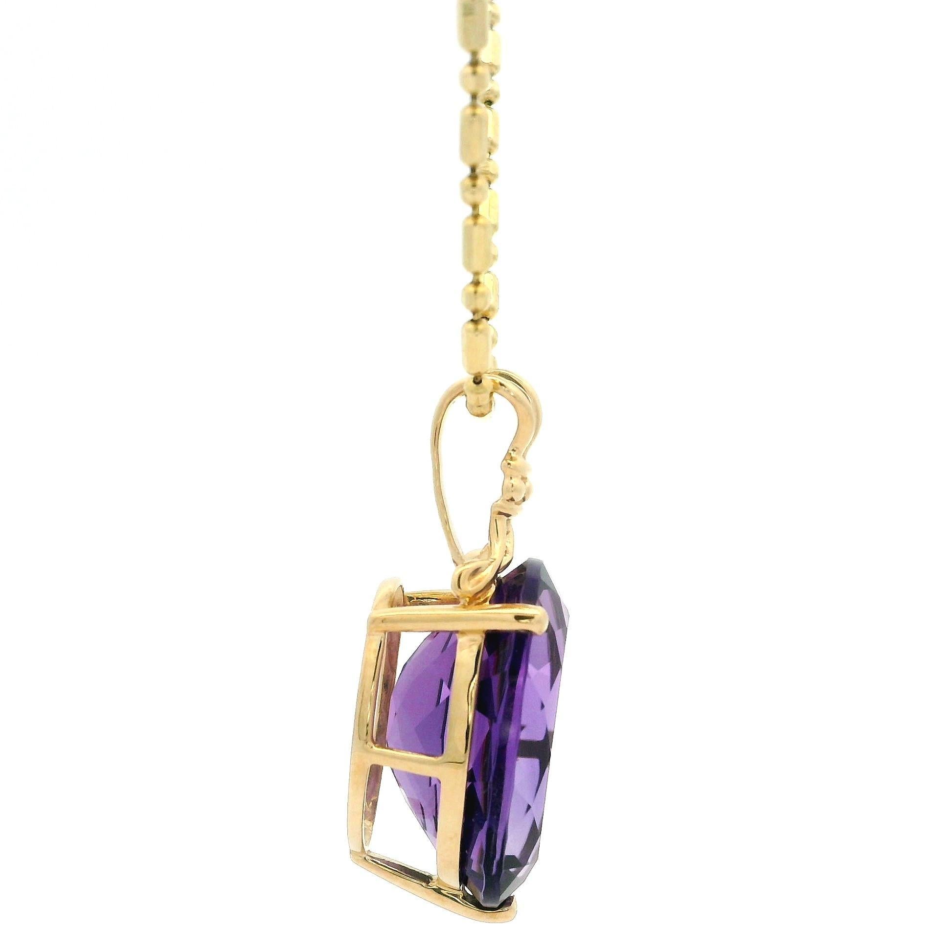 Pendentif solitaire en or jaune 14 carats sur chaîne à maillons de 20 pouces Pour femmes en vente