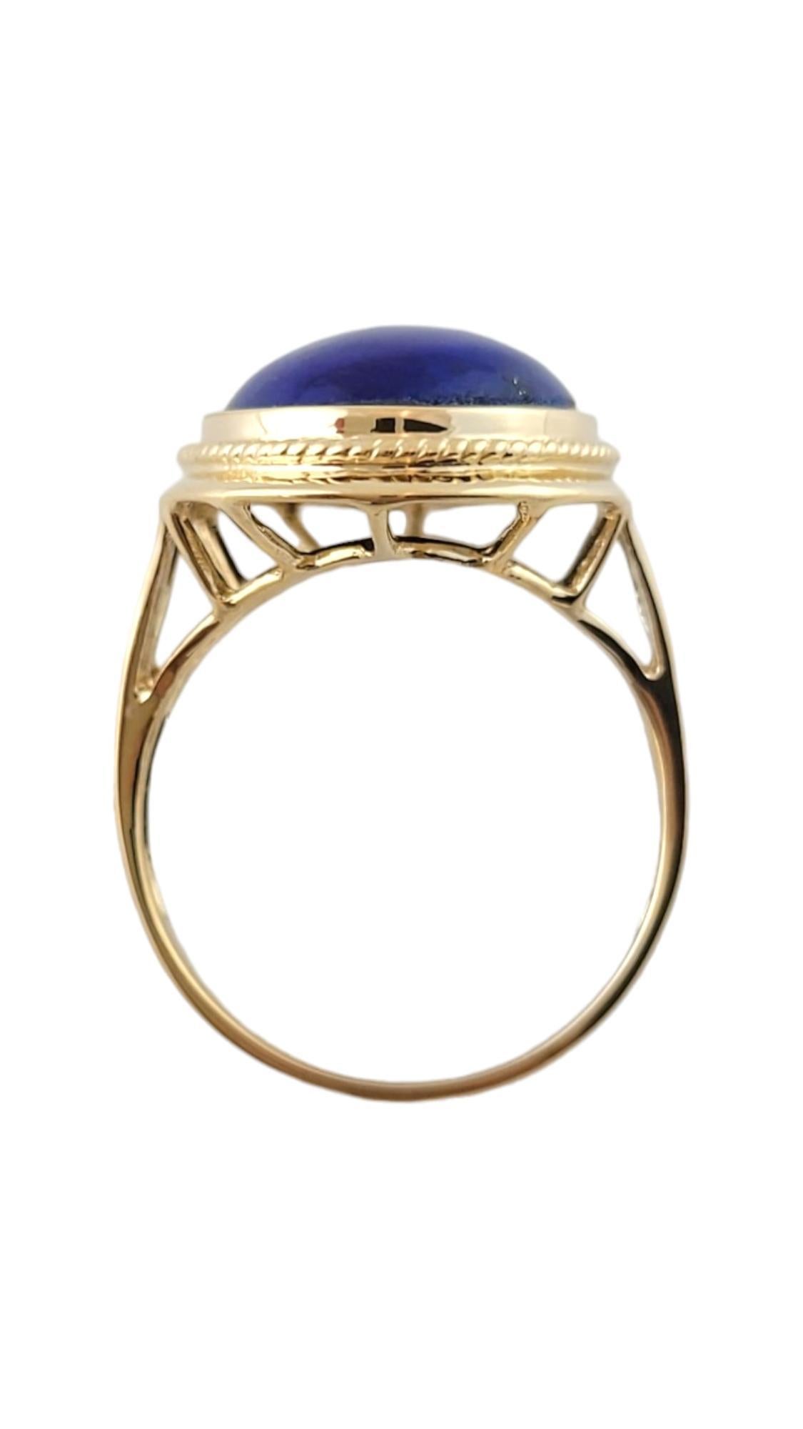 Oval Cut 14K Yellow Gold Oval Blue Lapis Ring Size 7.25 #17376 For Sale