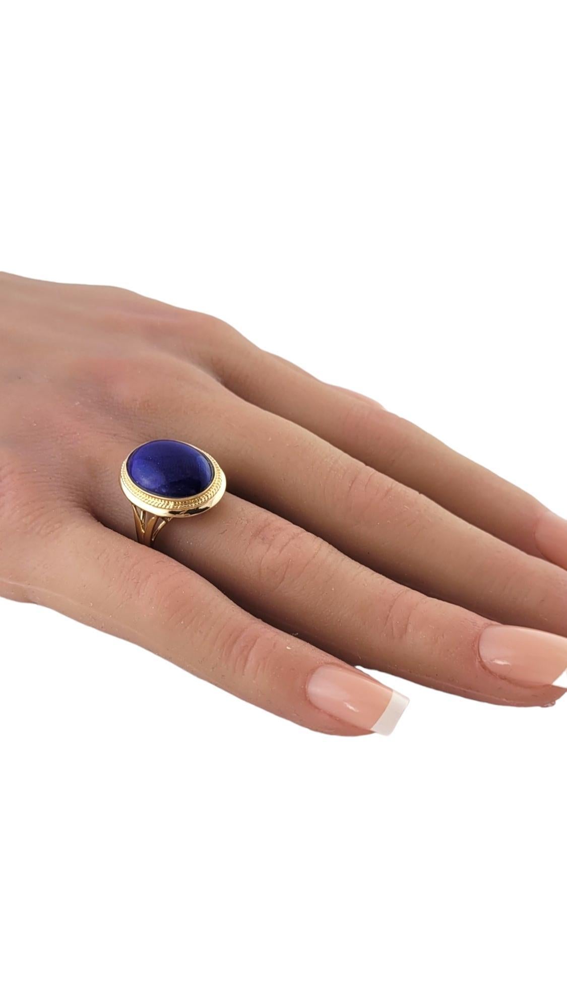 14K Yellow Gold Oval Blue Lapis Ring Size 7.25 #17376 2