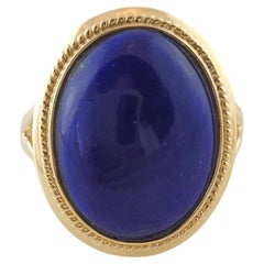14K Gelbgold Oval Blauer Lapislazuli-Ring Größe 7,25 #17376