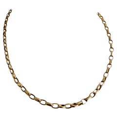 14k Yellow Gold Oval Cable Chain Choker Adjustable Necklace 14k Yellow Gold Oval Cable Chain Choker Adjustable Necklace