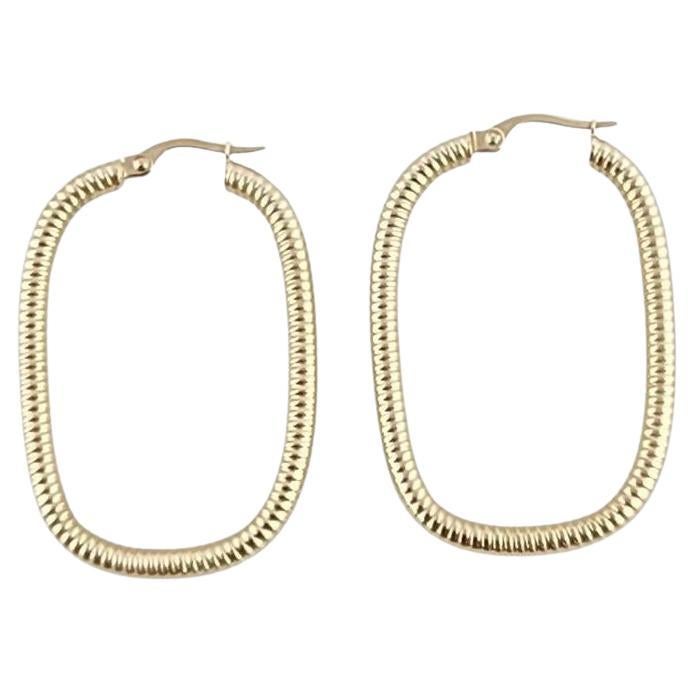 14K Yellow Gold Oval Cable Hoop Earrings #23823 For Sale