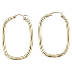 14K Yellow Gold Oval Cable Hoop Earrings #23823