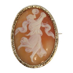 14k Yellow Gold Oval Cameo Brooch #23232