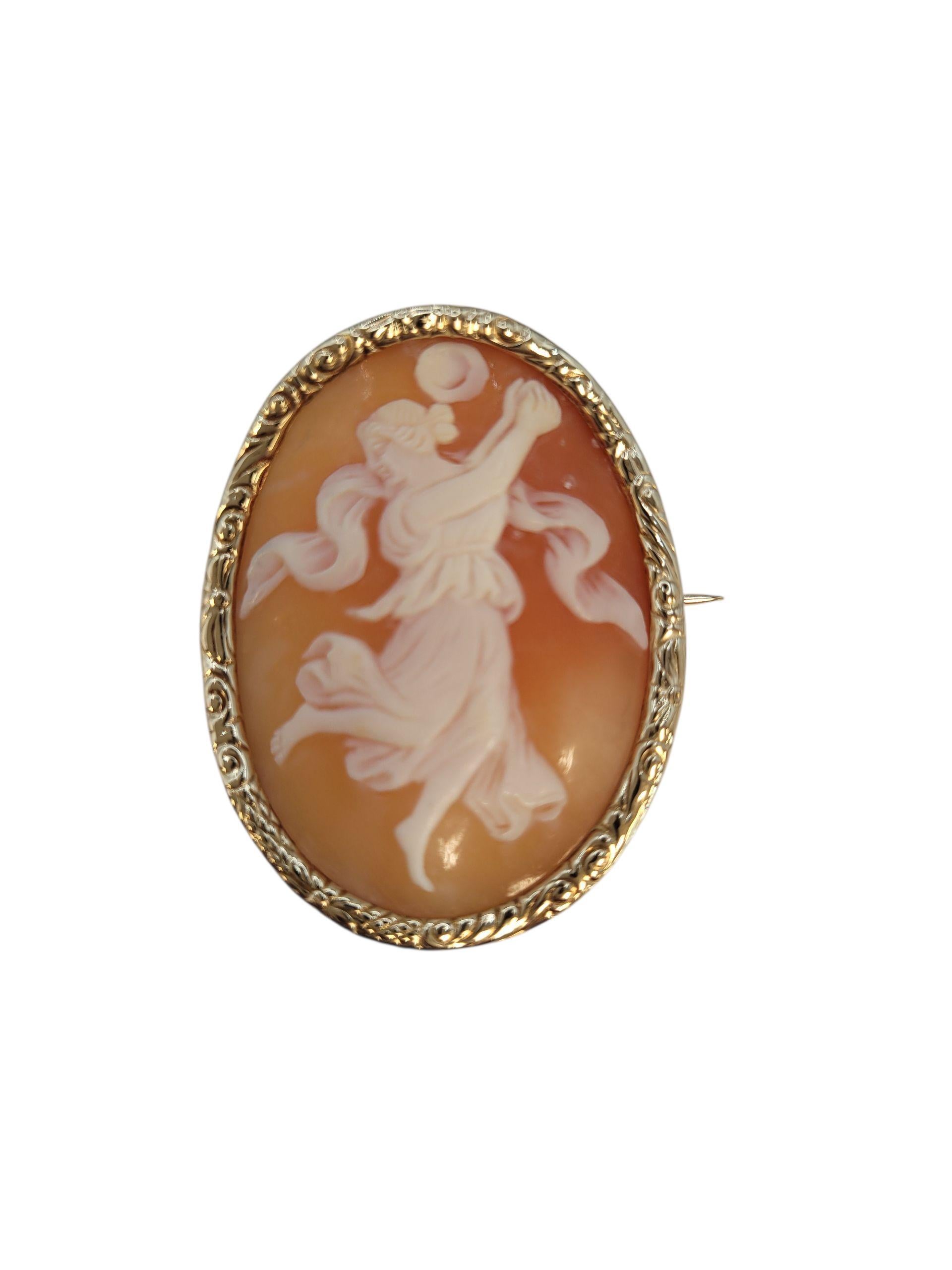 14k Yellow Gold Oval Cameo Brooch #23232