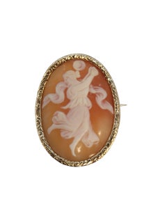 14k Yellow Gold Oval Cameo Brooch #23232