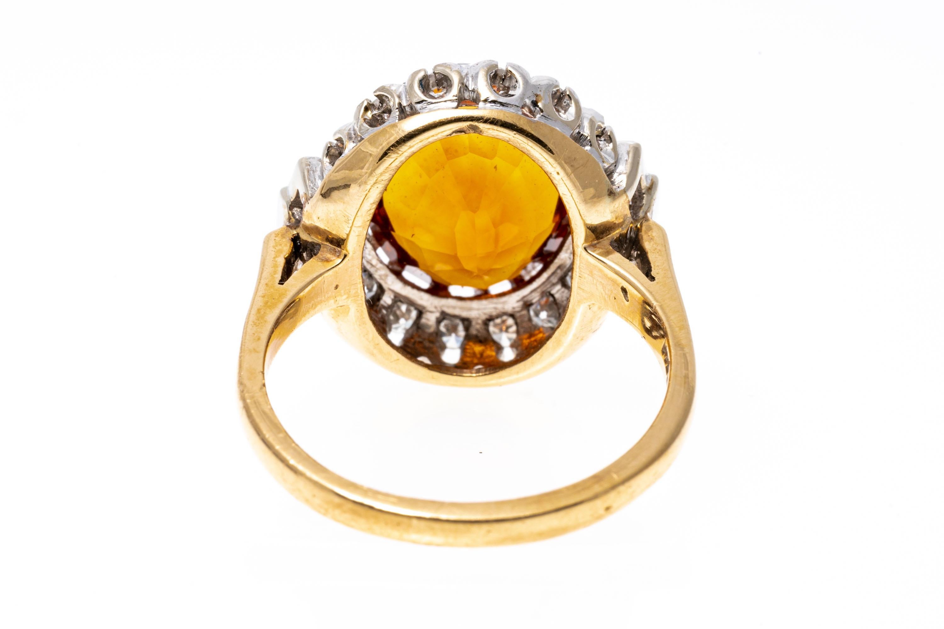 Women's 14k Yellow Gold Oval Citrine 'App. 3.95 CTS' and Diamond Halo Ring For Sale