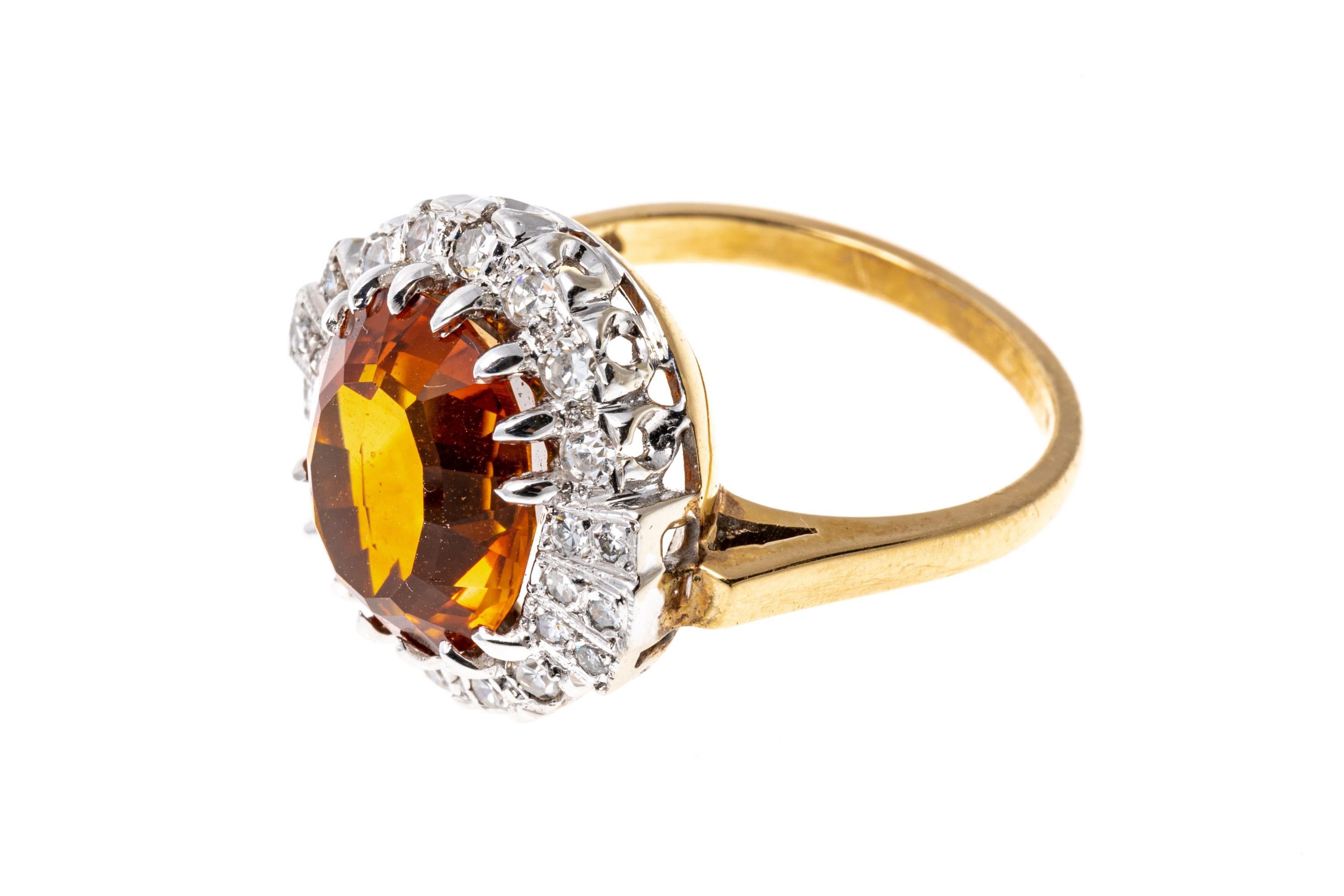 14k Yellow Gold Oval Citrine 'App. 3.95 CTS' and Diamond Halo Ring For Sale 2