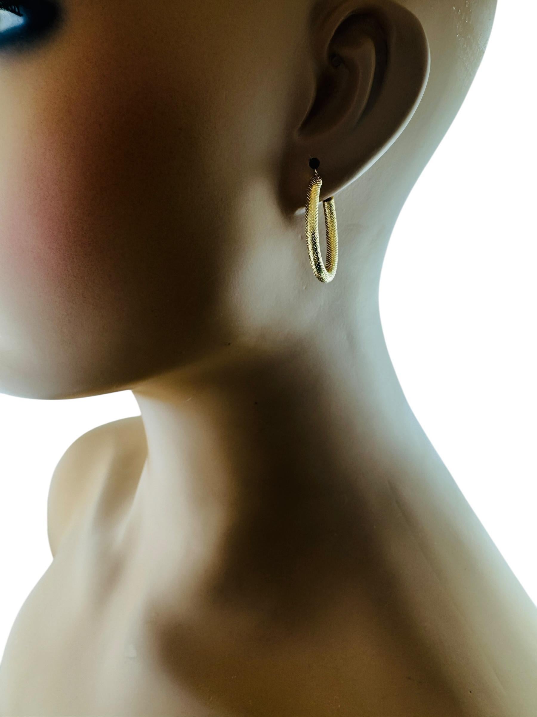 14K Yellow Gold Oval Coil Design Hoop Earrings #20688 For Sale 6