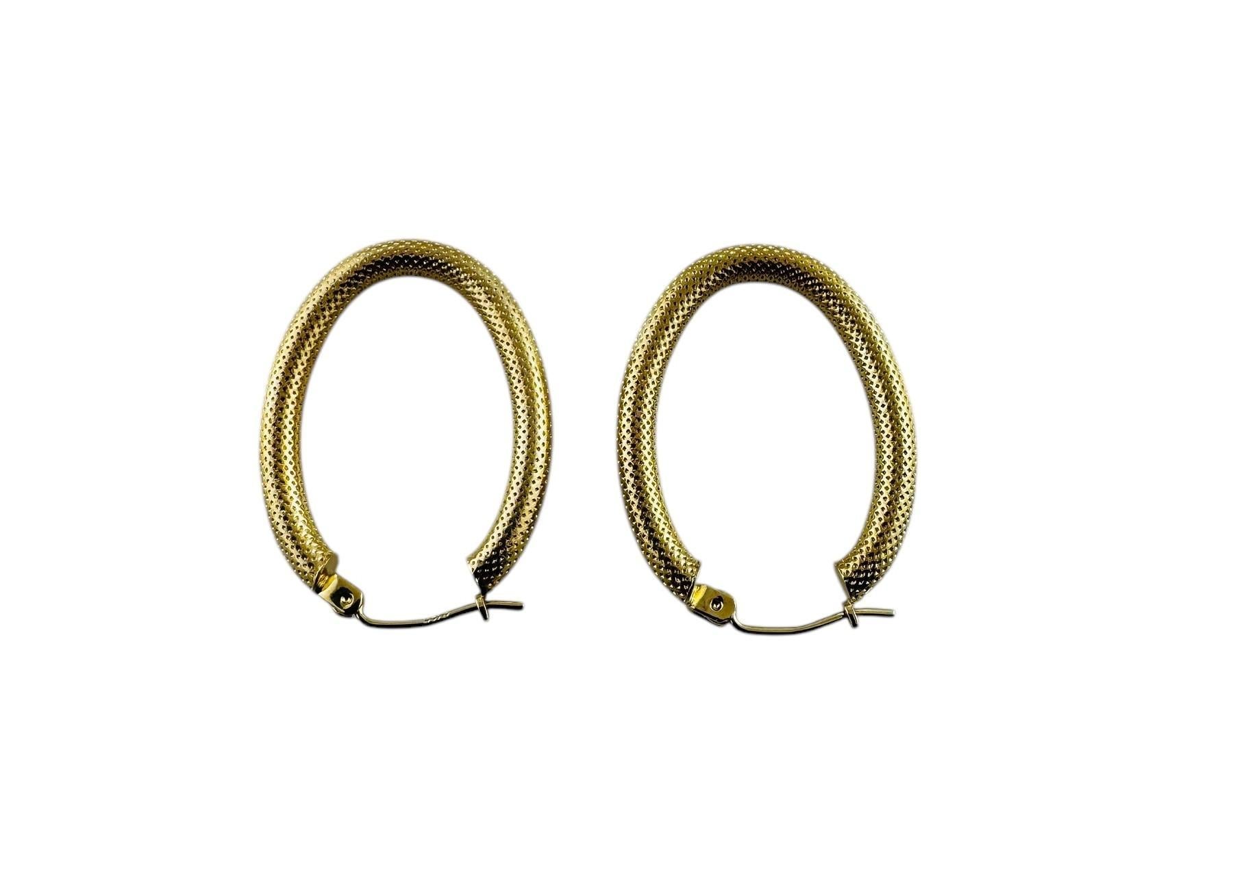 14K Yellow Gold Oval Coil Design Hoop Earrings #20688 For Sale 3