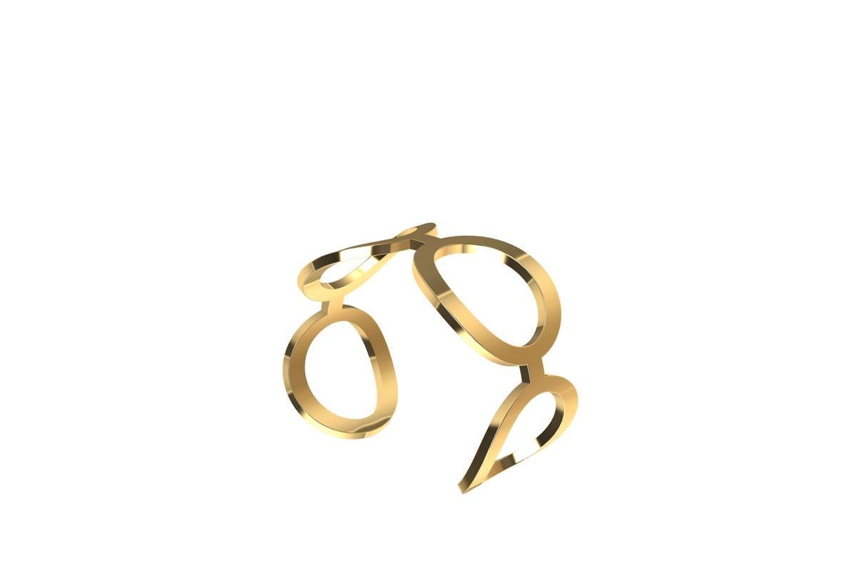 14 Karat Yellow Gold Oval Cuff Bracelet For Sale 5