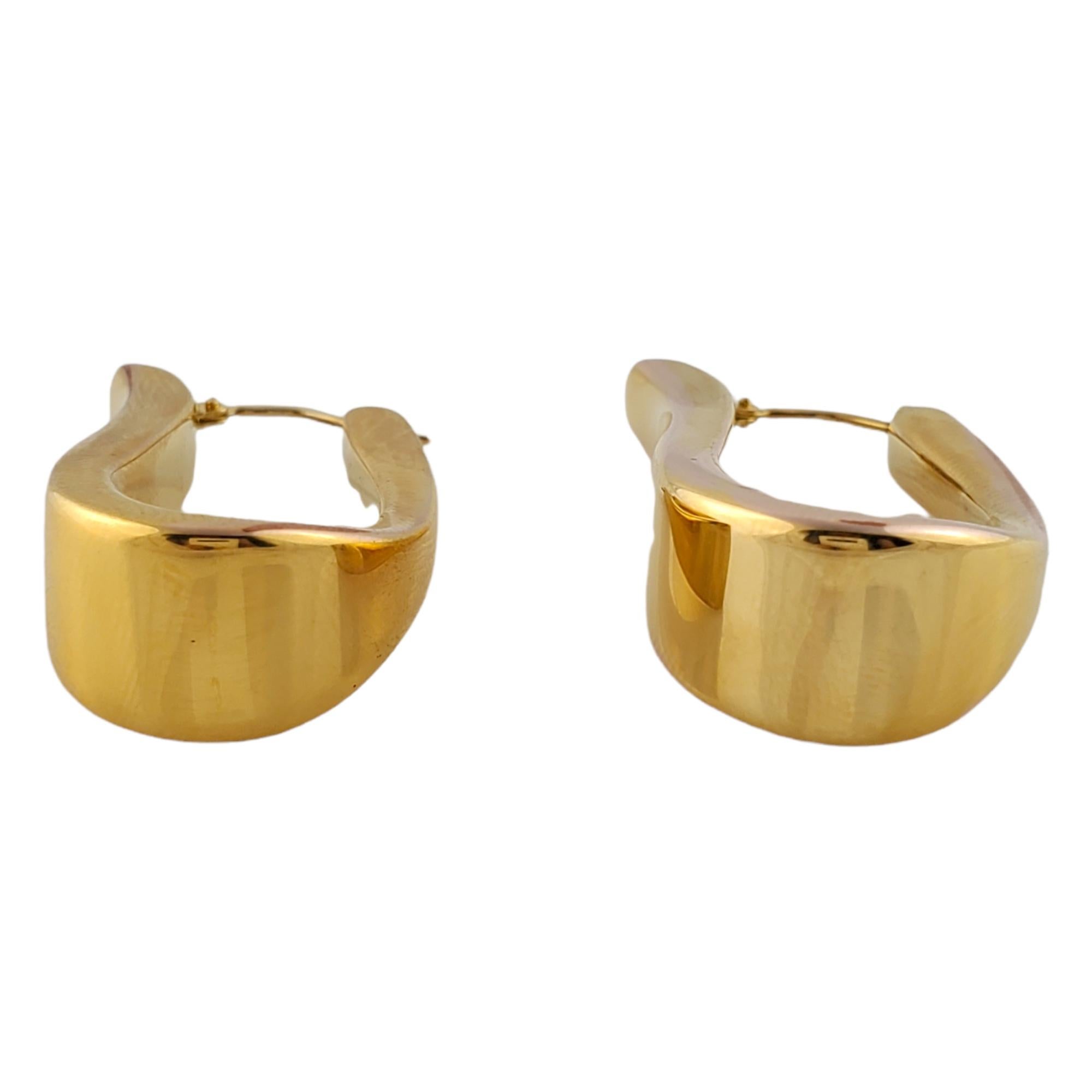14K Yellow Gold Oval Cuff Hoop Earrings For Sale 4