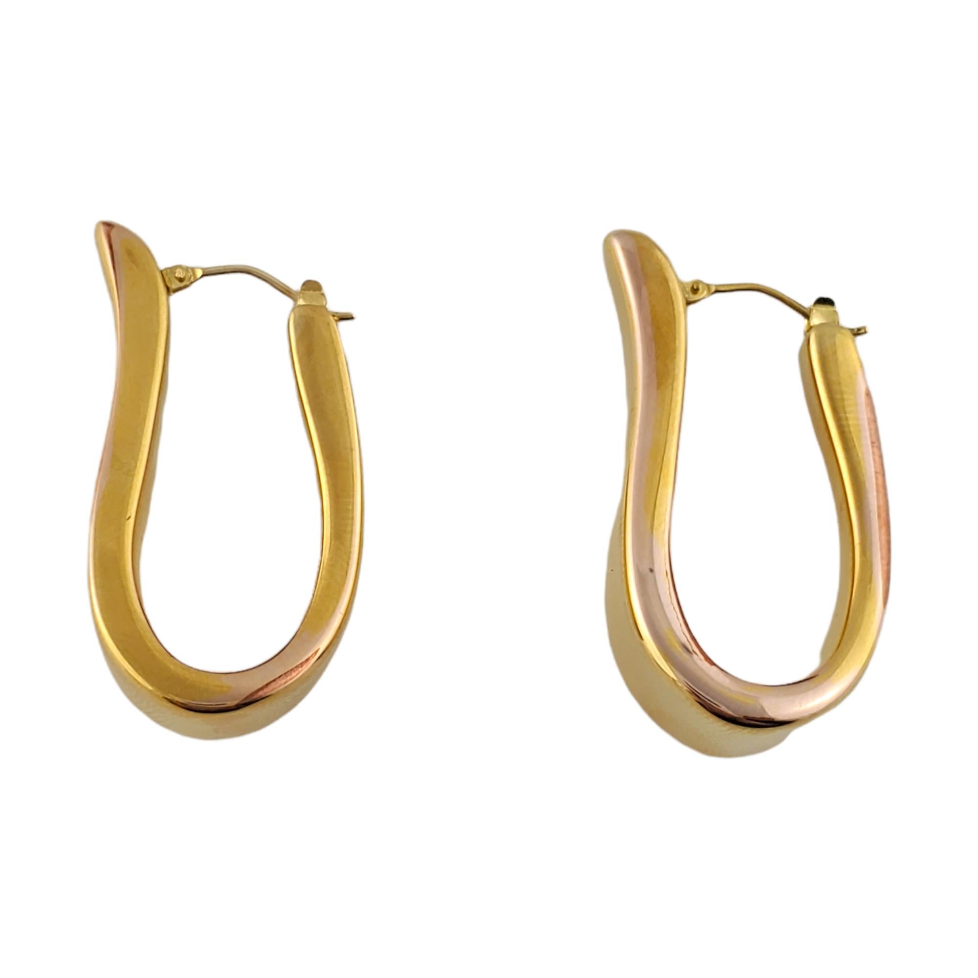 14K Yellow Gold Oval Cuff Hoop Earrings For Sale 5