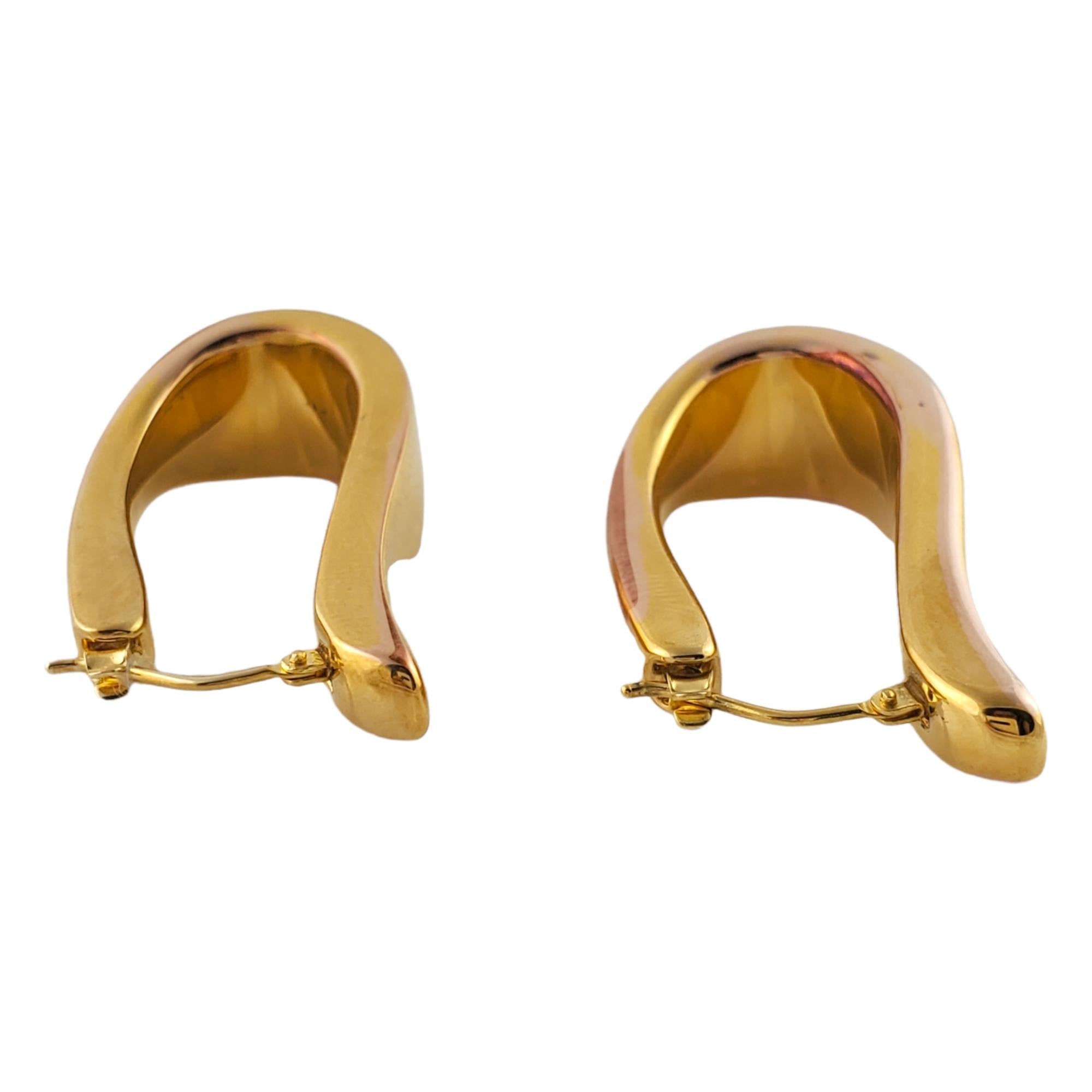 Women's 14K Yellow Gold Oval Cuff Hoop Earrings For Sale