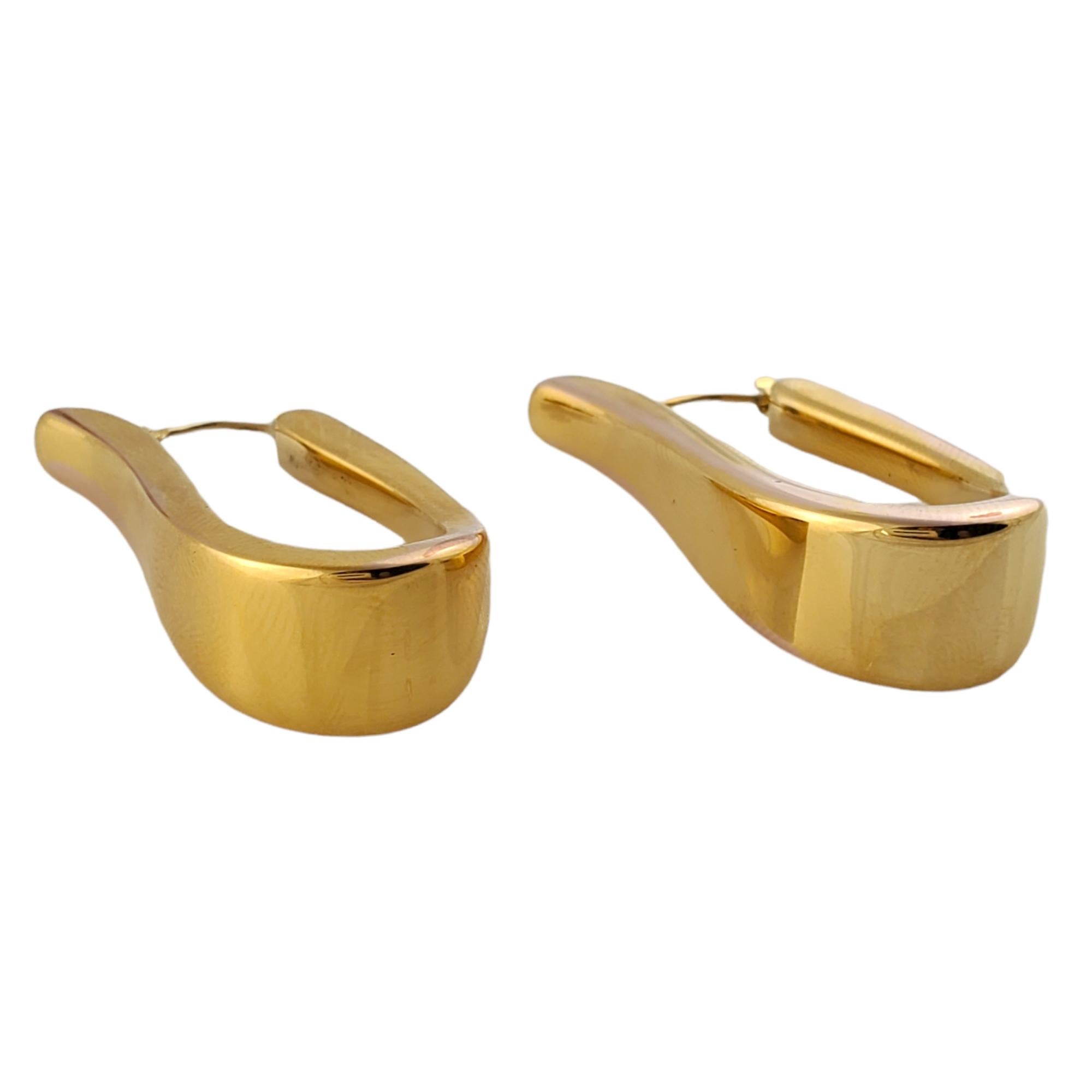 14K Yellow Gold Oval Cuff Hoop Earrings For Sale 1