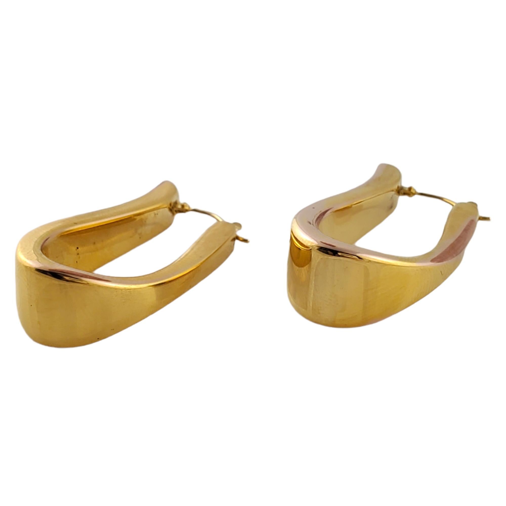 14K Yellow Gold Oval Cuff Hoop Earrings For Sale 2