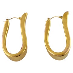 14K Yellow Gold Oval Cuff Hoop Earrings
