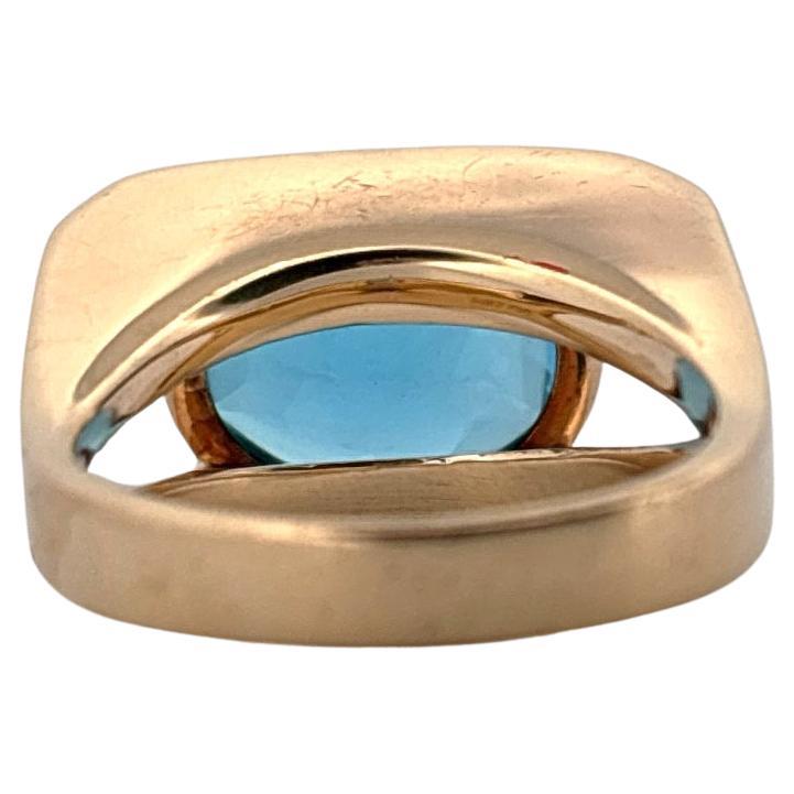 Anello in oro giallo 14K con taglio ovale e 4,50 carati di topazio blu svizzero in vendita 2