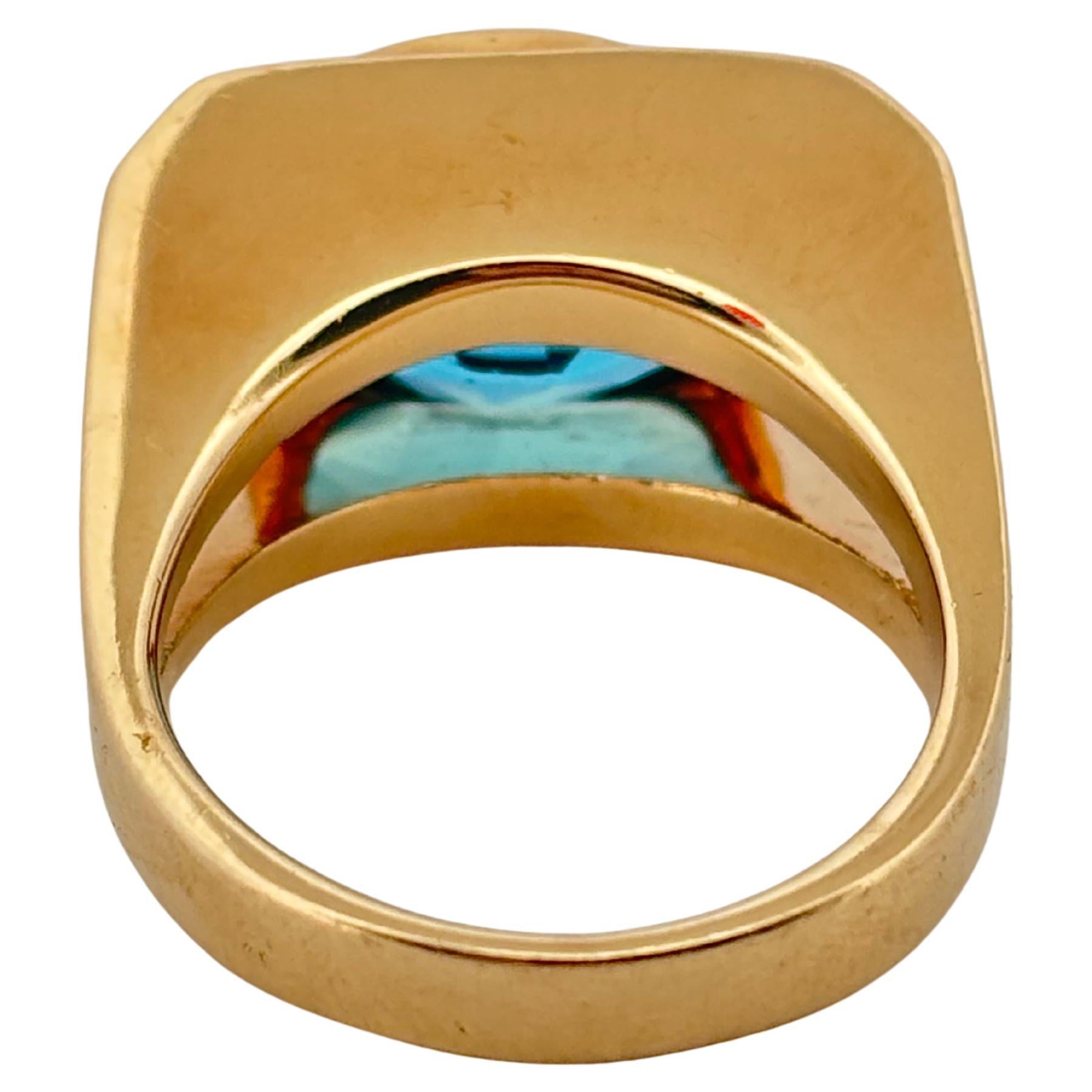 14K Yellow Gold Oval Cut 4.50ctw Swiss Blue Topaz Ring In Good Condition For Sale In Sewickley, PA