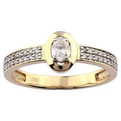 Contemporary 14K Yellow Gold Oval-Cut Diamond Illusion Ring