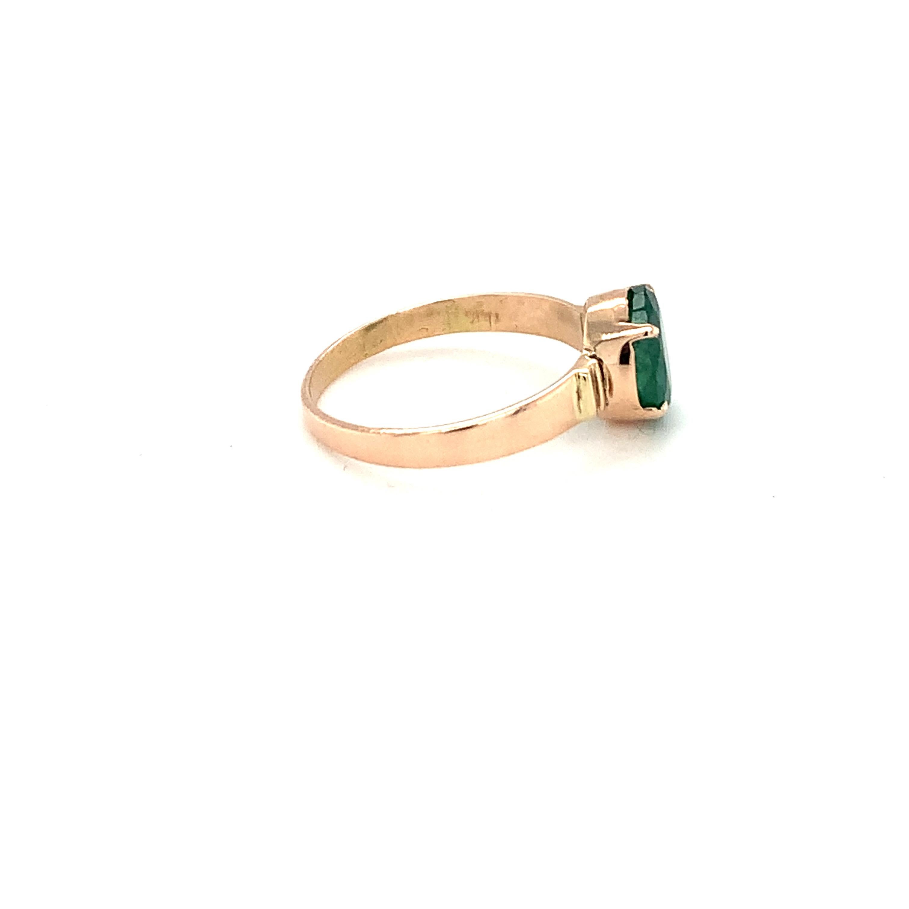 Hand cut and polished natural emerald ring is crafted with hand in 14K yellow gold. 
Ideal for daily casual wear.
Image is enlarged for a closer look
Ethically sourced natural gem stone.