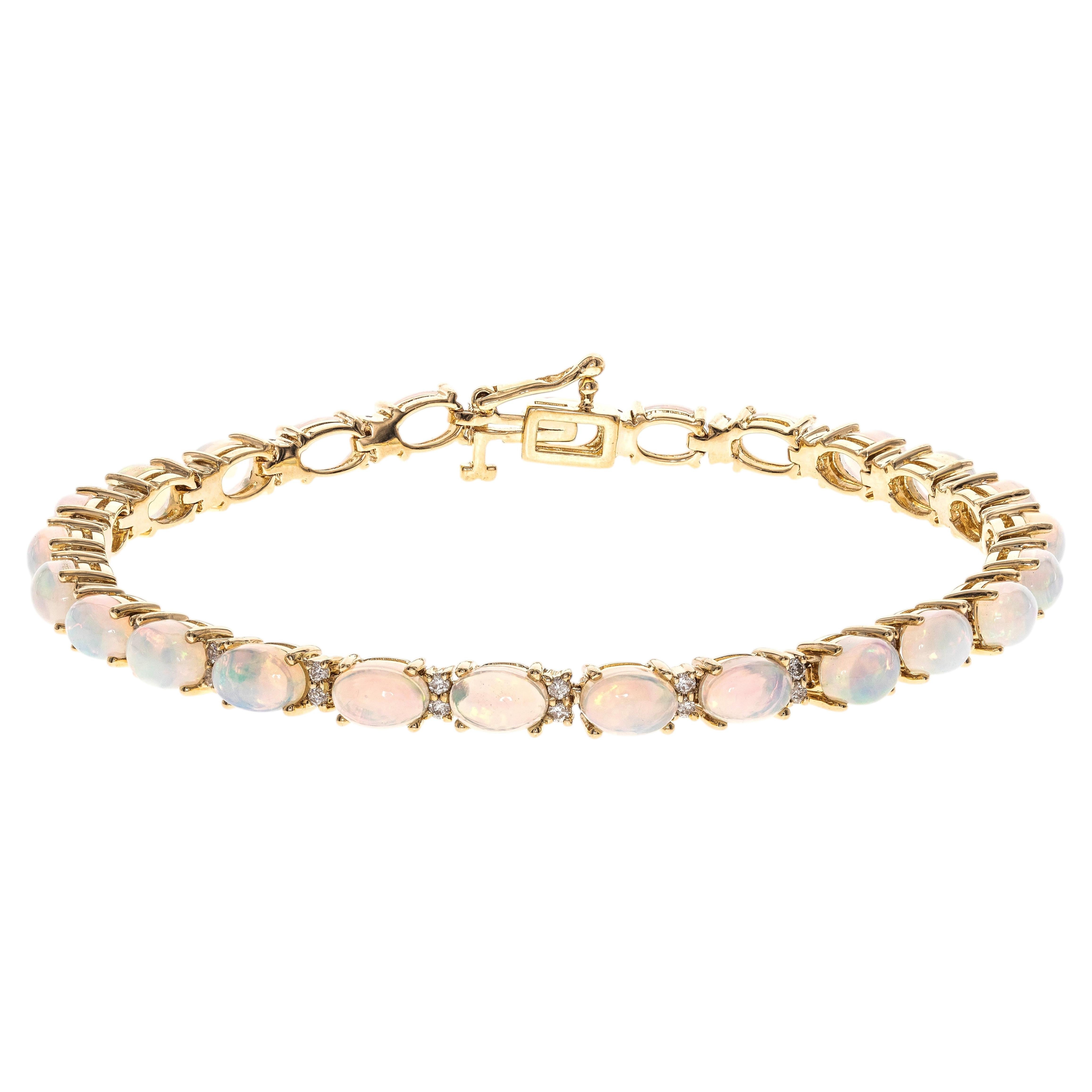 14K Yellow Gold Oval-Cut Opal Bracelet