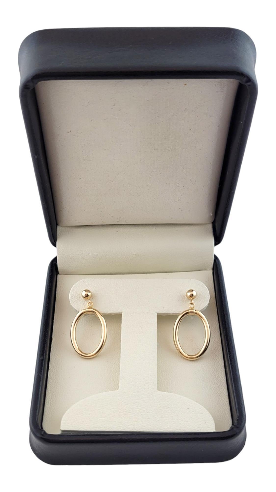 14K Yellow Gold Oval Dangle Earrings #16260 For Sale 1