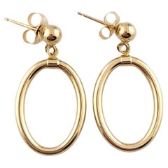 14K Yellow Gold Oval Dangle Earrings #16260