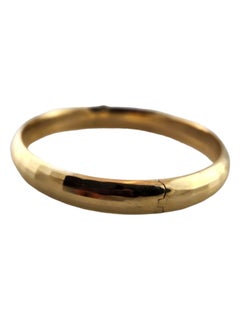 14K Yellow Gold Oval Diamond Cut Bangle Bracelet #20420