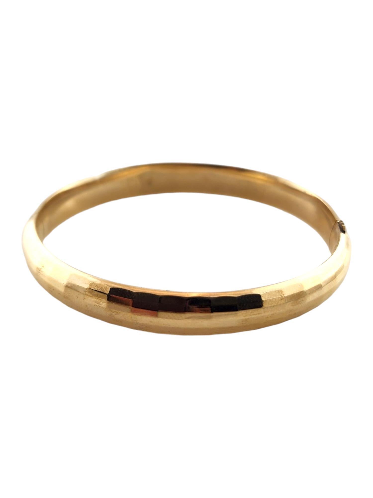 Women's 14K Yellow Gold Oval Diamond Cut Bangle Bracelet #20420