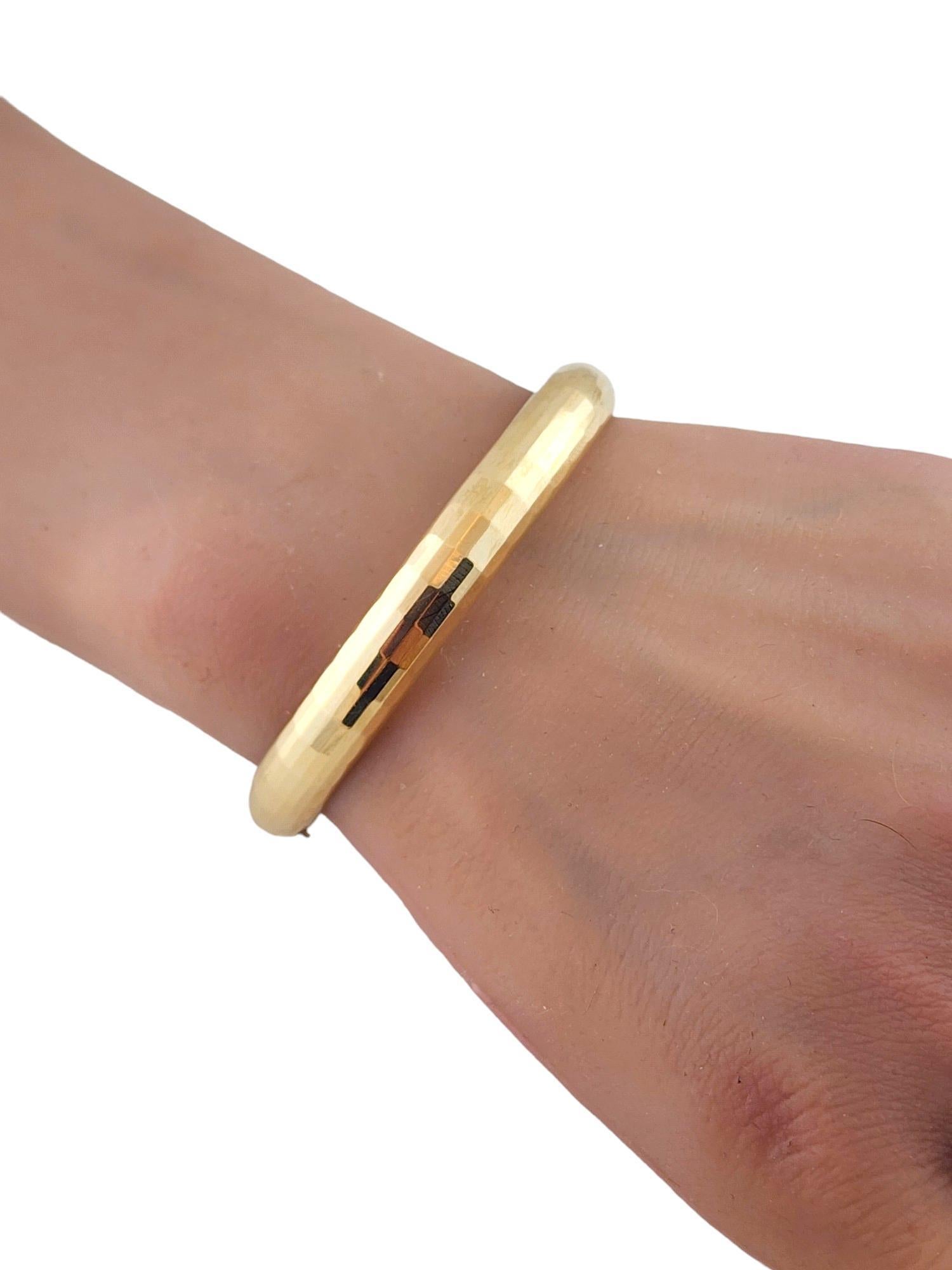 14K Yellow Gold Oval Diamond Cut Bangle Bracelet #20420 4
