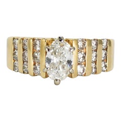 Anello di fidanzamento con diamante ovale in oro giallo 14K 0,90ct