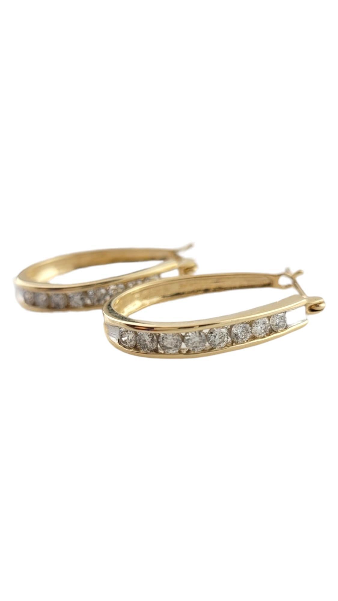 Brilliant Cut 14K Yellow Gold Oval Diamond Hoops #16255 For Sale