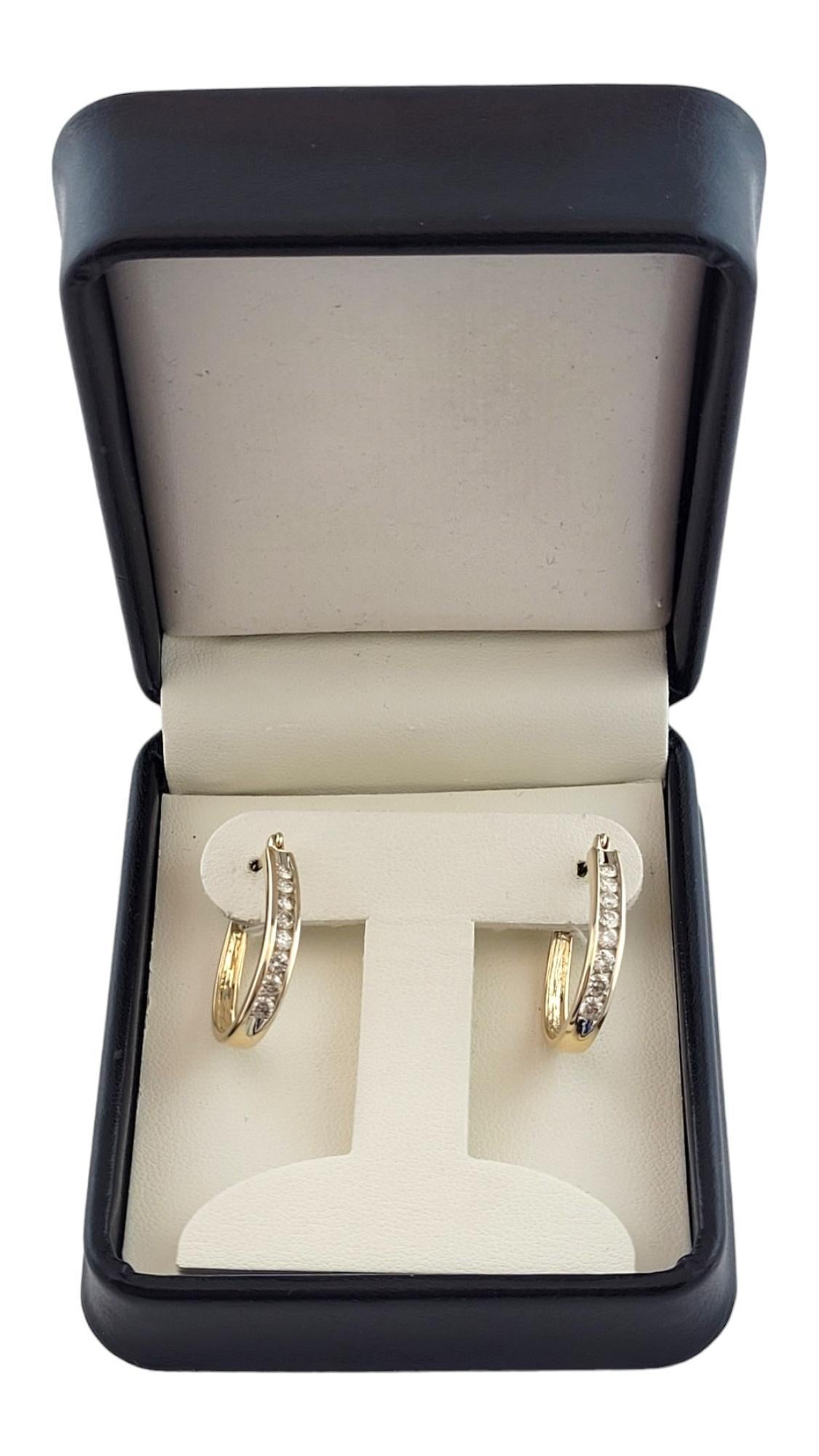 14K Yellow Gold Oval Diamond Hoops #16255 For Sale 3