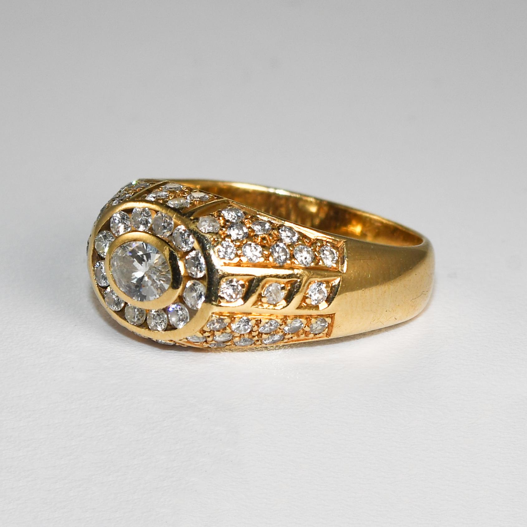 da uomo o donna Anello con diamante ovale in oro giallo 14K 0,75ct in vendita