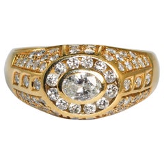 Anillo de diamantes ovalado de oro amarillo de 14 quilates 0,75 ct