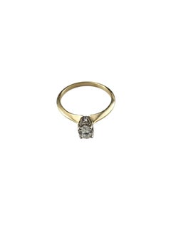 14K Yellow Gold Oval Diamond Solitaire Engagement Ring Size 6 #25441