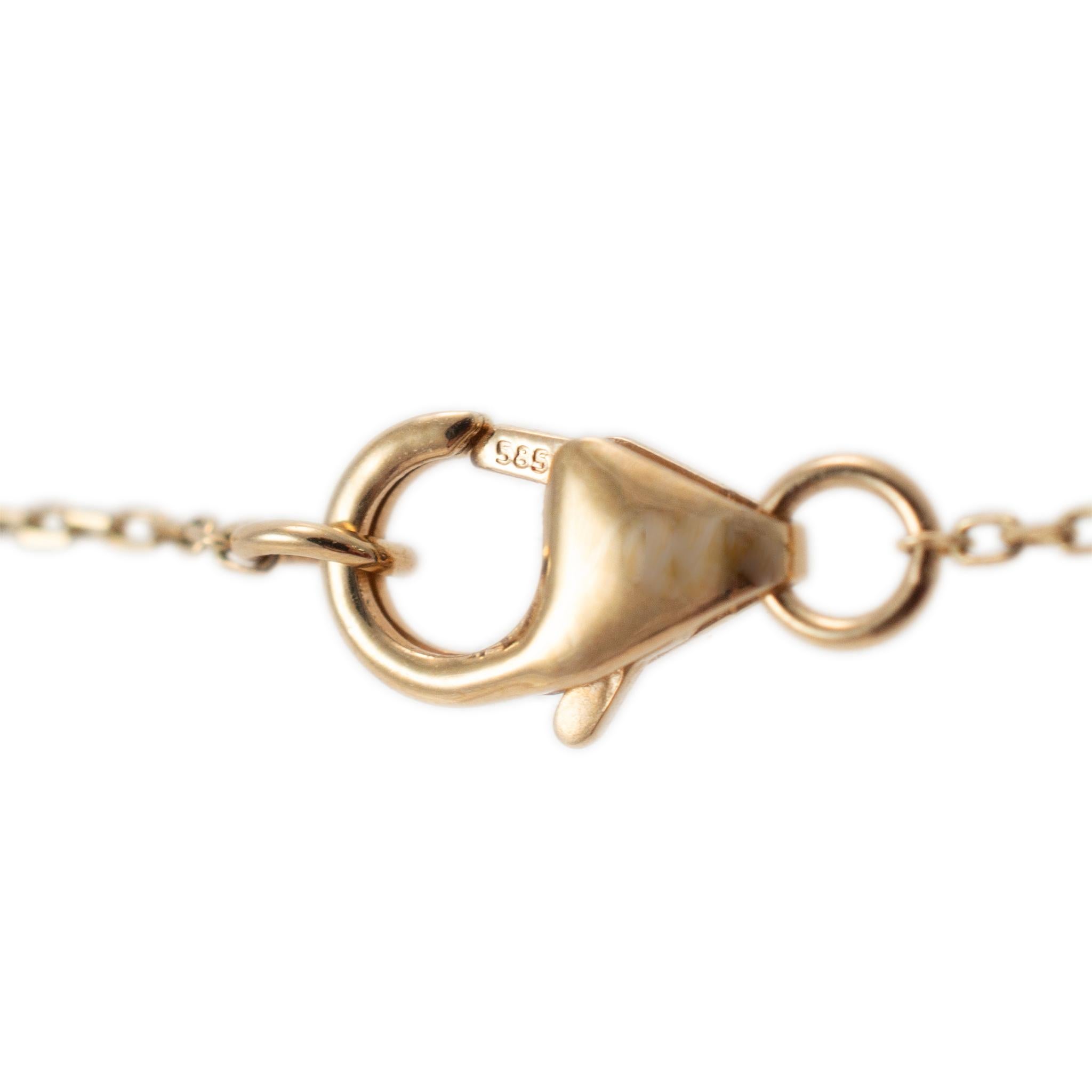 14K Yellow Gold Oval Ellipse Pave Diamond Pendant Necklace 1